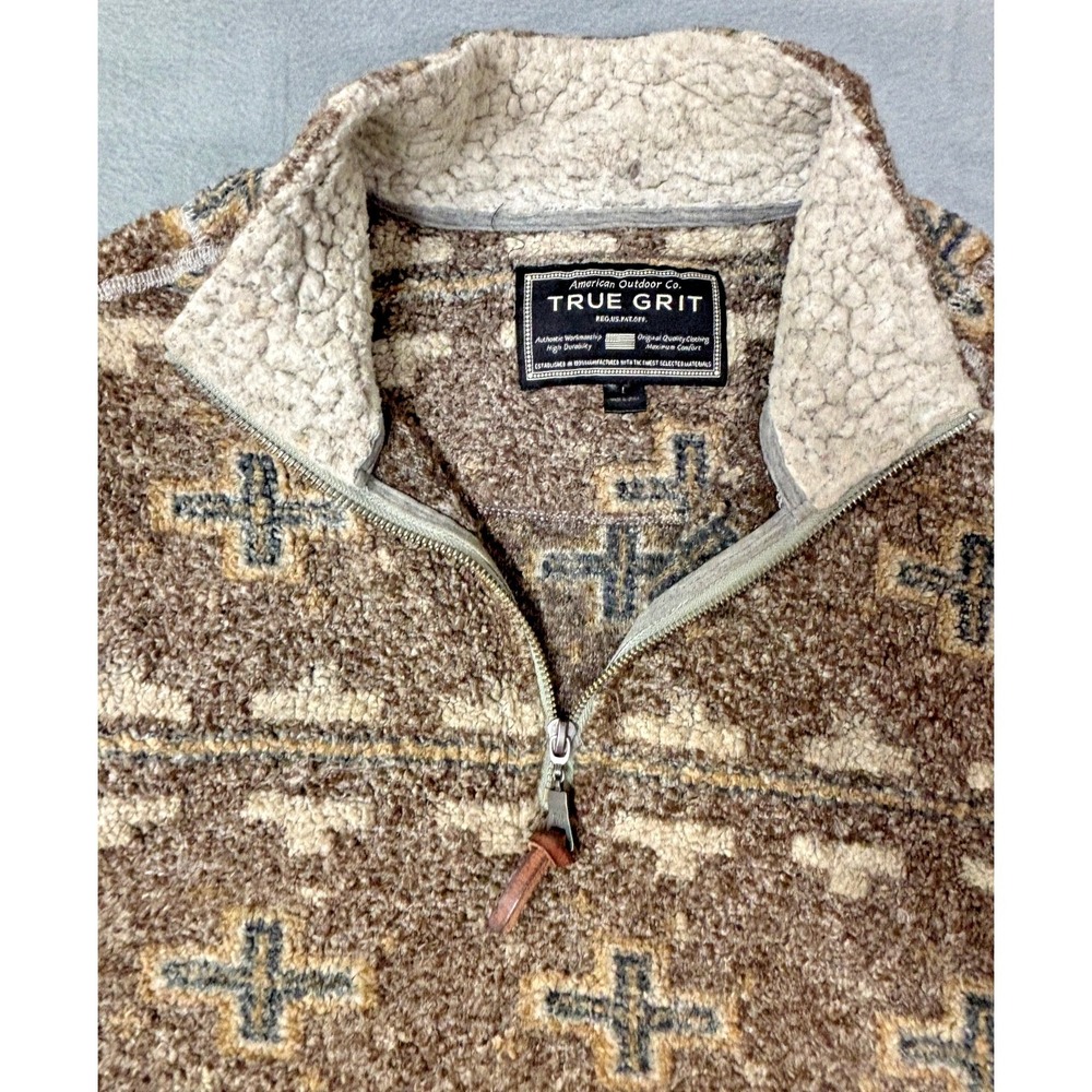 True Grit American Outdoor Co Half-Zip Sherpa Fleece Pullover Jacket Men's Large
